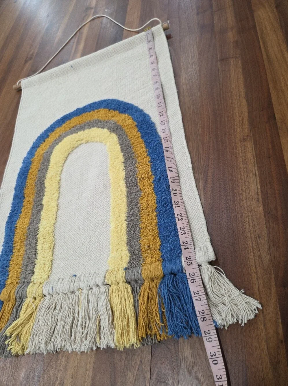 Neutral Rainbow Wall Hanging Tapestry Boho Fringe